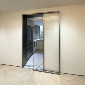 Interior Invisible Sliding Door Narrow Frame Trackless Aluminum Glass Hidden Ghost Doors