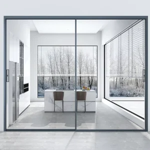 Interior Minimalist Living Room Hall Partition Black Reflective Glass Heat Insulated Double Glazing Modern Aesthetic Aluminum