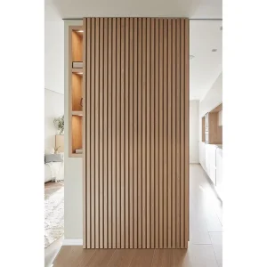 Interior Slat Style Light Wood Sliding Partition Door for Houses