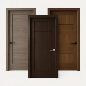 Interior Solid-Core Wooden Door with Frame, Melamine Wood Veneer, Carving Style for Construction Projects