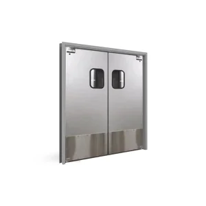 Interior Stainless Steel Anti-Collision Double Swing Traffic Door with Window for Baking Room