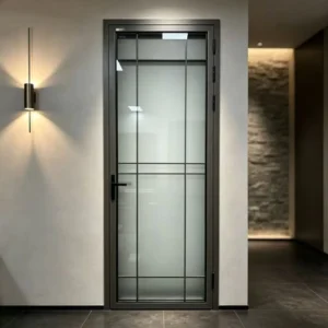 Interior Swing Door with French Grille Glass Panels for Bedrooms and Bathrooms