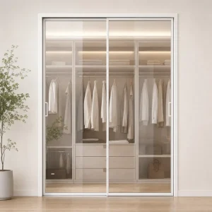Interior Waterproof Soundproof Panoramic Sliding Glass Door, Super-Narrow Aluminum Frame, for Bedroom