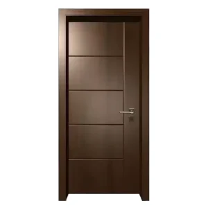Internal Fireproof MDF Wood Single Door with Groove Design, White, Smart Lock