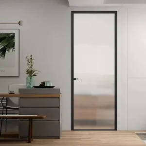 Invisible Flush-Mounted Aluminum Swing Door Waterproof Frameless Door for Bathroom Bedroom Hotel