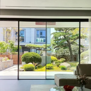 Invisible-Frame Large-View Double-Glazed Soundproof Windproof Fireproof Aluminum Sliding Door for Villa Exterior Entry