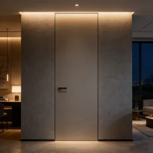 Invisible-Frame Melamine Bedroom Door with Sound Insulation and Flush Design, Nylon Fiberglass