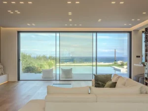 Invisible Sill Easy Maintenance Structure High Air Tightness Glass Aluminum Exterior Sliding Door for Entry Villa Apartment