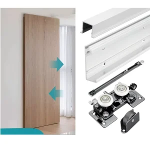 Invisible Sliding Door Roller Set with Soft-Closing Wall Mount, Zinc Alloy, 80 kg Capacity