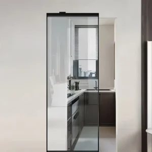 Invisible Trackless Sliding Door Tempered Glass Ghost Door System Interior Home Door With Ultra Slim Frame