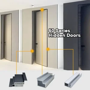Invisible Wooden Door with Frameless Aluminum Frame, Swing Door and Aluminum Profiles