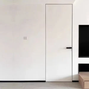 Invisible Wooden Wall Door with Aluminum Frame for Modern Bedrooms