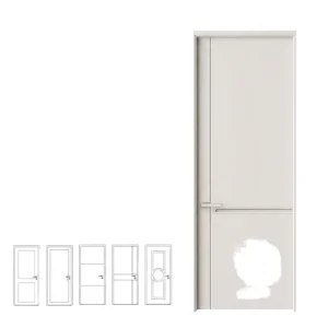 Italian MDF Wood Interior Door with Slim Aluminum Frame, Silent and Soundproof
