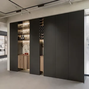 Italian Sliding Door Wine Display Sideboard With LED Light