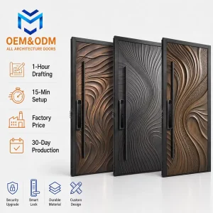 Italian Stainless Steel Security Double Swing Entrance Door with Fire Entry Design