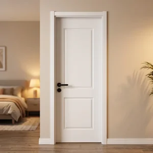 JHK 017 2-Panel White Primed MDF Moulded Hollow Core Interior Door for Bedroom and Apartment Projects