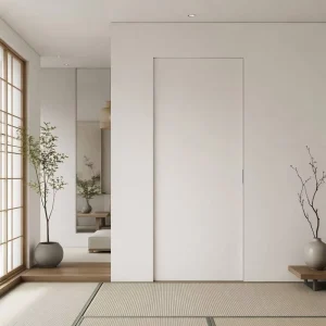 Japandi Flush Hidden Pocket Door Wall-Matching Invisible Sliding Door Custom Finish OEM