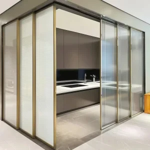 Kitchen Sliding Door with Synchronous Soft Closing, Modern Interior Glass Sliding Door