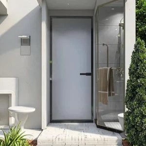 Kitchen Toilet Swing Door Sound Insulation Invisible Frosted Steel Glass Aluminum Alloy Chinese Commercial Use Decoration
