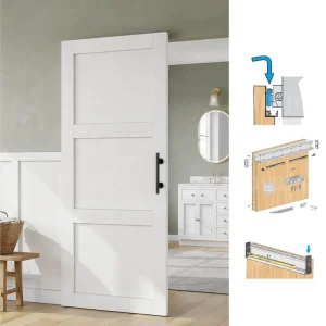 Kitchen Trackless Ghost Door Sliding System SS304 Accessories Wooden Barn Door for Wardrobe Closet