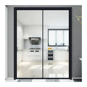 Kitchen Two-piece Minimalist Sliding Glass Doors Finished Surface Large Glass Hanging Rail Narrow Frame Push-Pull Partition Door