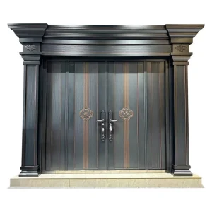 Korean Style 304 Stainless Steel Baked-Finish Swing Door for Villas and Custom Homes, Four-Panel Main Entrance Door