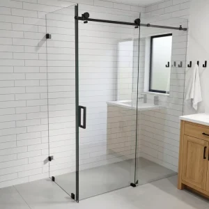 L-Type Corner Frameless Sliding Glass Shower Enclosure Door