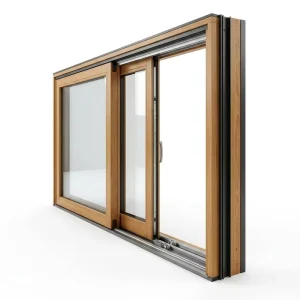 Laminated Low-E Reinforced Glass Aluminum-Clad Wood Sliding Door with Composite Frame and Quiet Operation