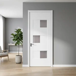 Laminated PVC Wooden Plastic Composite Molded Door for Office Buildings Houses Apartments Hotels