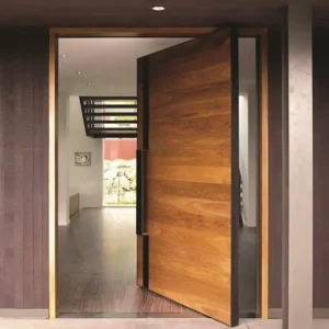 Large Exterior Wooden Pivot Entry Door with Glass Sidelight for Villa