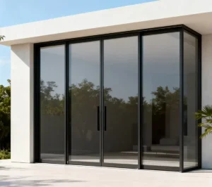Light Luxury Aluminum Alloy Modern Manual Narrow Frame Double Glazed Tempered Sliding Door Waterproof Thermal Living Room
