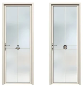 Light Luxury Minimalist Modern Aluminum Alloy Swing Glass Bathroom Door with Sound Insulation
