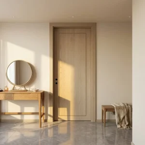 Light Oak Single Recessed Inner Frame Solid Wood Wardrobe Bedroom Closet Log Style Sound Insulation Interior Door Component