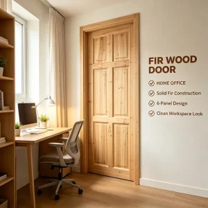 Light Retro Solid Fir Timber Wood Door Eco Raw Wood Door for Indoor Leisure Space