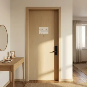Light Wood Slim Frame Smooth Slab Solid Wood Wardrobe Bedroom Closet Simple Bedroom Swing Interior Door Unit
