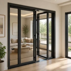 Lightweight Solid Alloy-Framed Aluminum Swing Door for Household Bedroom Interior Decoration