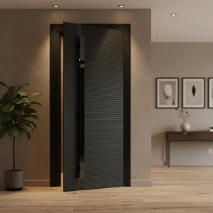 Line Carving Anti-Theft Fireproof High Security Aluminum Entry Door Custom Color for Villa Apartment
