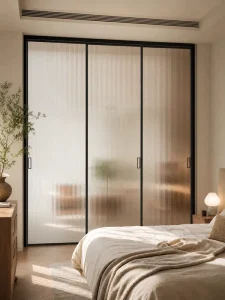 Linkage Aluminum Sliding Door Ultra-Narrow Black Frame Glass Door for Modern Interiors