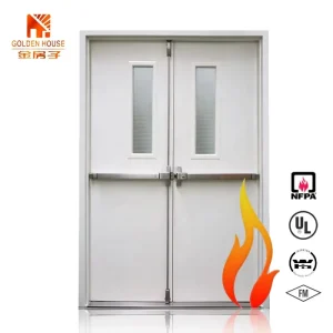 Listed Approved 3080 Commercial Fire Rated Steel Double Leaf Swing Entry Doors Modern Fire Proof