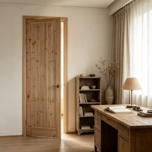 Low MOQ Solid Fir Timber Wood Door Raw Unfinished for Small-Scale Decoration Contractors