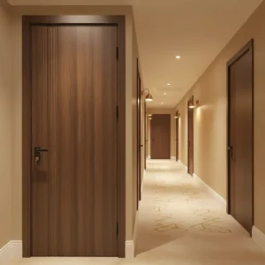 Luxurious PVC Door Waterproof Anti-Termite Interior WPC Skin Door with Frame for Hotel