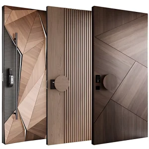 Luxury American Design 3D Entrance Door Exterior Security Front Pivot Door Modern Entry Wooden Aluminum Security Door for Villa