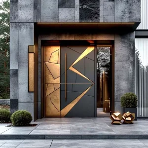 Luxury American Style Solid Wood Exterior Door with Steel Pivot for House