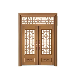 Luxury Bronze Fancy Entry Steel Iron Exterior Doors