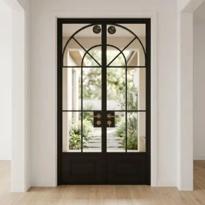 Luxury Custom French Swing Double Doors Thermal Break Aluminum Glass Doors For Interior Use In Bathroom & Bedroom
