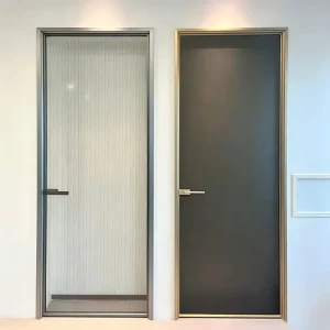 Luxury Design Aluminum Alloy Profile Acoustic Insulation Study Room Library Glass Ultra narrow Swing Door