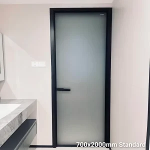 Luxury Interior Aluminum Swing Door with Reeded Glass for Bathroom and Laundry Room Standard Size