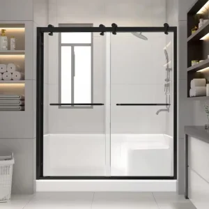 Luxury Quick-Installation Stainless Steel Framed Shower Screen Glass Partition with Corner Sliding Shower Door