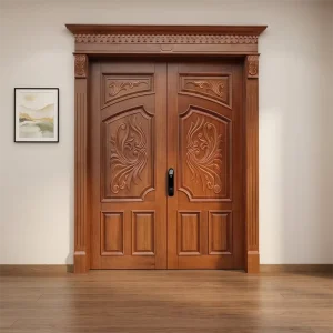 Luxury Solid Wood Double Entrance Door with Insulated Design and Glass Options