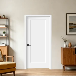 MDF Bedroom Interior Door with Modern Woodgrain HDF Hollow Honeycomb Core Molded Design for Houses